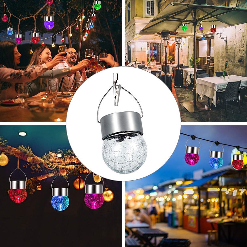 SUNWIND Hanging Solar Ball Lights Outdoor - 8 Pack Auto Color Changing Cracked Glass Decorative Garden Lights Hanging Solar Lanterns for Yard, Patio, Fence, Tree, or Holiday Decoration(Multi-Color) - Image 5